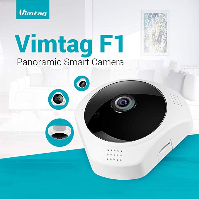 Vimtag F1 Panoramic Smart Camera - 3MP - Night Vision - Smart Motion Detection - Cloud Storage - Multiple Viewing Options - Multi User View - 360 Degrees Viewing - Two-Way Audio
