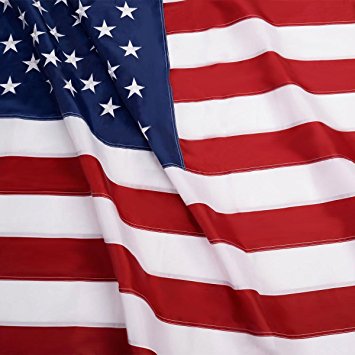 G128 - U.S. Nylon US Flag 5x8 Ft Embroidered Stars Sewn Stripes Brass Grommets 210D Quality Oxford Nylon (5X8 FT, US Flag)