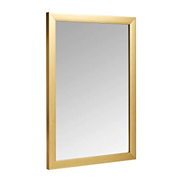 AmazonBasics Rectangular Wall Mirror - 20" x 28", Standard Trim, Brass