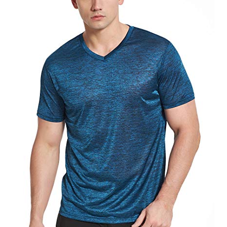 Men's V Neck Athletic Shirts, Dry Fit Short Sleeve Workout Tees