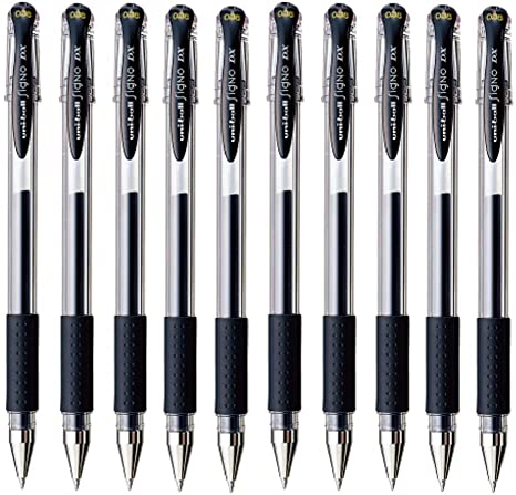 Uni-ball Signo Gel Ink Pen, Black, 0.38mm, Pack of 10