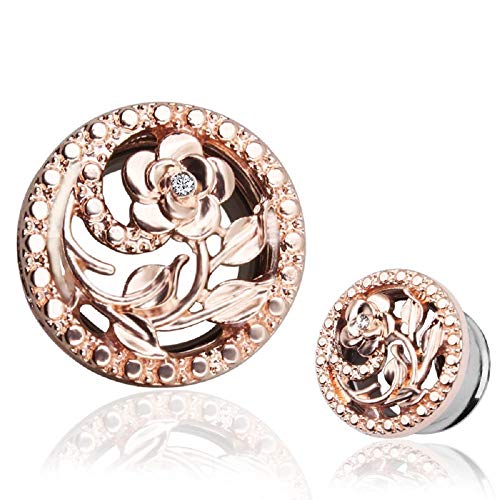 Kokoma Pair of Rose Flower Ear Plugs Stainless Steel Ears Tunnel Gauges Expanders Body Piercing Jewelry