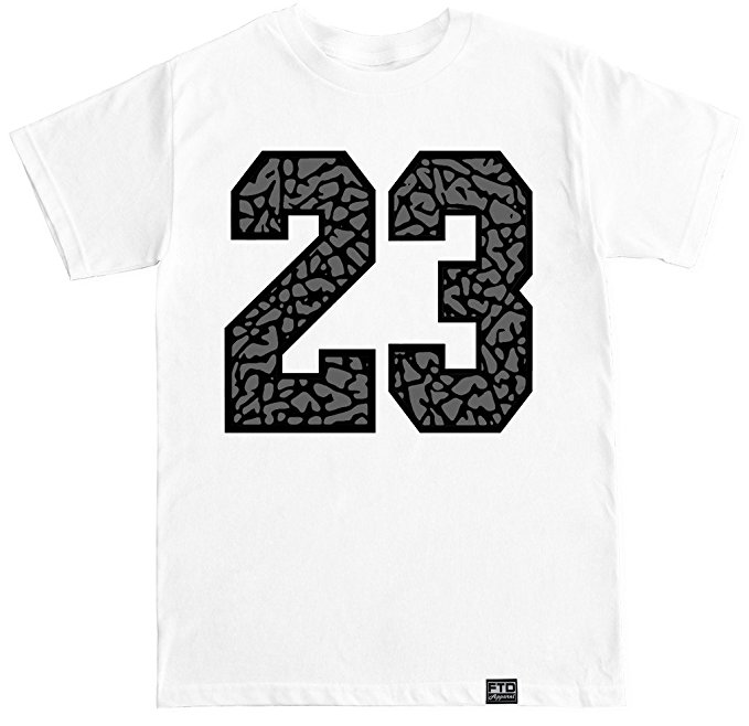 FTD Apparel Men's 23 Cement print white T shirt