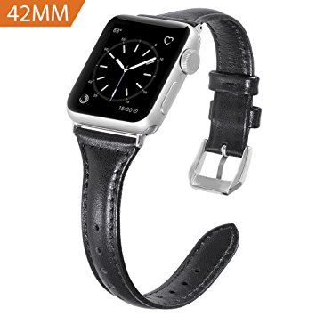 Karei Apple Watch Band 42mm, Retro Top Grain Genuine Leather Replacement Strap with Stainless Steel Clasp for iWatch Series 3,Series 2,Series 1,Sport, Edition