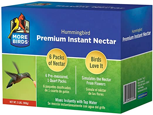 More Birds Premium Hummingbird Instant Nectar, Six Pre-Measured 1-Quart Packs