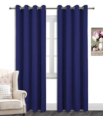 Blackout Curtains Window Panel Drapes for Living Room ( 2 Panels, 8 Grommets, 52 by 108 Inch, Royal Blue ) -by AmazonCurtains
