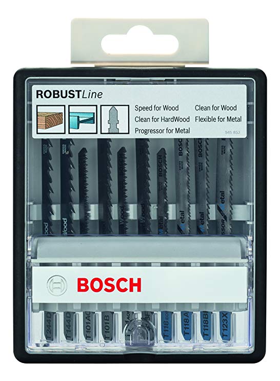 Bosch Robust Line Wood and Metal Jigsaw Blade Set, 10 Pieces