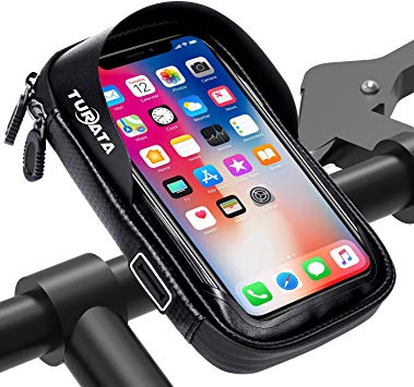 TURATA Handlebar Bike Bag Waterproof Bike Pouch Road Bag Cell Phone Holder Case Front Tube Phone Mount Bag with Sensitive Touch Screen