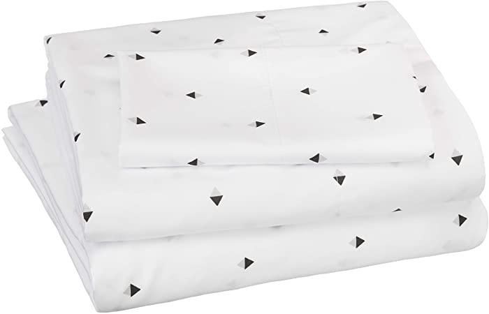 AmazonBasics Soft Microfiber Sheet Set with Elastic Pockets - Twin, Grey Diamond