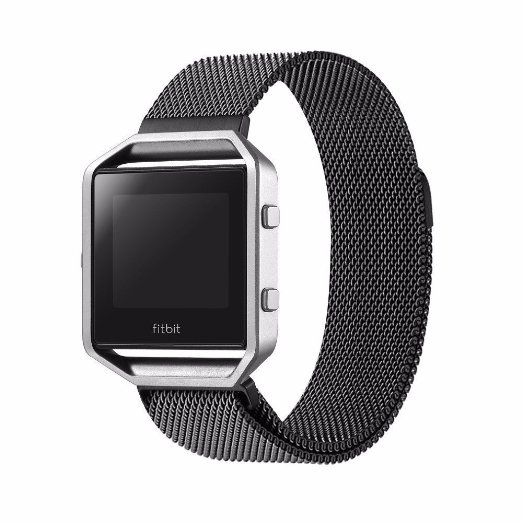 Fitbit Blaze Band Large (6.1-9.3 in), PUGO TOP Milanese Loop Stainless Steel Wristband for Fitbit Blaze Smart Fitness Watch, Large