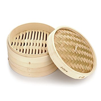Lovely Bamboo 10-inch food steamer basket. Cook a variety of healthy and traditional meals with this stylish 2-tier stackable bamboo steamer. Keep the flavor, vitamins and nutrients.