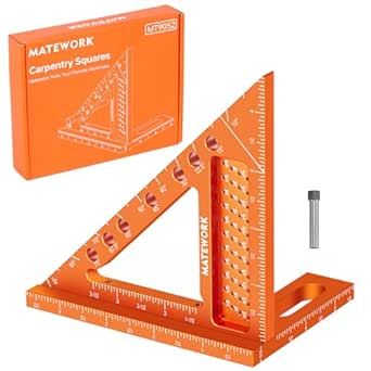 Speed Square, 4 inch Aluminum Carpenter Square Tool, Draw Angle Measuring Ruler Tool for Woodworking, Rafter Square Orange