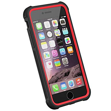 JETech iPhone 6s Plus case, Fortress iPhone 6/6s Plus Case 5.5" 2-Piece Protection w/Built-in Screen Protector for Apple iPhone 6s Plus and iPhone 6 Plus (Black/Red) - 3261