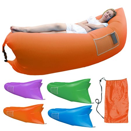 Original Inflatable Lounger, Nylon Fabric Light Weight Camping Mattress, Beach Lounger. Air Bag Hangout Bean Bag Portable Dream sofa, inflatable hammock