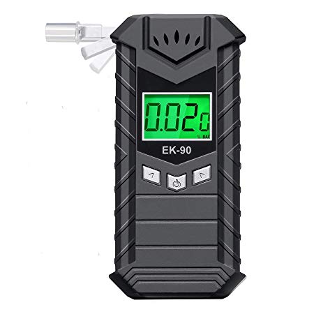JASTEK Breathalyzer Rechargeable Breath Alcohol Tester High-Accuracy Digital Alcohol Breathalyzer LCD Screen with 10 Mouthpieces - Dark Gray