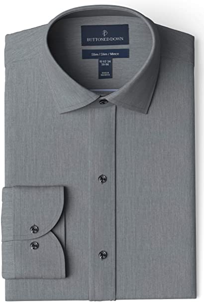 Buttoned Down Men's Slim Fit Spread Collar Pinpoint Dress Shirt