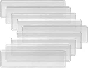 32 Pcs Clear Label Holders Self Adhesive Index Card Pockets Shelf Label Holders Price Tag Sleeves with 32 Pcs Blank White Inserts for Bookshelf Mailbox Cabinet Library