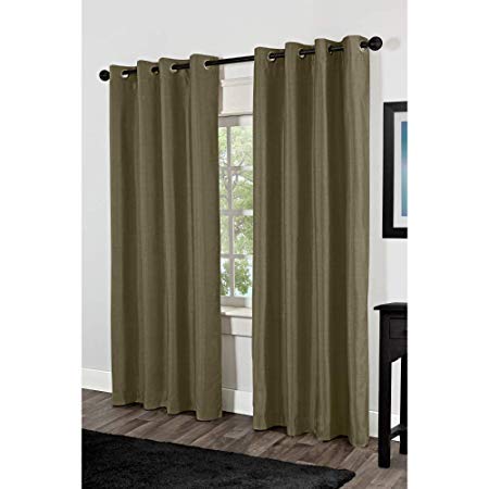 Exclusive Home Shantung Faux Silk Thermal Grommet Top Curtain Panel Pair, Lime, 54x84, 2 Piece
