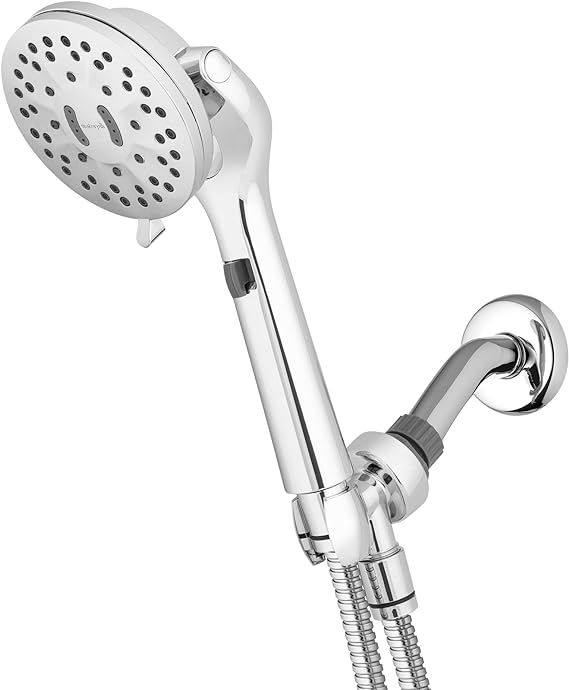 Waterpik ShowerCare Pivoting Hand Held Shower Head, Chrome - Five Modes Including PowerPulse Therapeutic Massage - 180-Degree Rotation, Eight ft. Metal Hose