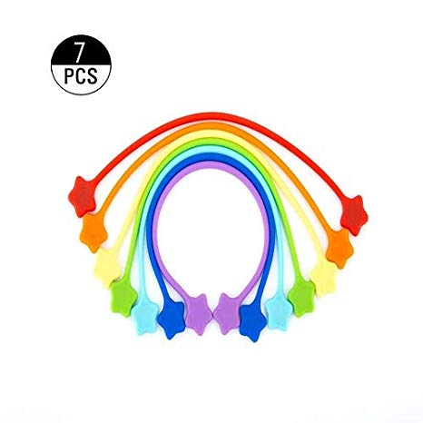 Fironst Strong Magnetic Twist Ties for Bundling and Organizing, Multi-Color Magnet Cord Winder for Cable Management, Hanging & Holding Stuff Silicone Cord Keeper (7 Colors)