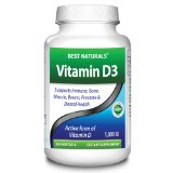 Best Naturals Vitamin D3 1000 IU 240 Softgels GMO-free Preservative-free USP Grade Natural Vitamin D