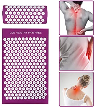 DEFUNX Acupressure Mat and Pillow Set - Relieves Stress, Back, Neck, and Sciatic Pain Full Body Relaxation Yoga mat