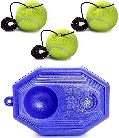 Hoperay Tennis Rebounder, 3 Trainer Balls with String   1 Convenient mesh Carry Bag, Solo Practice Equipment, Ball Machine Portable Self Training Tool