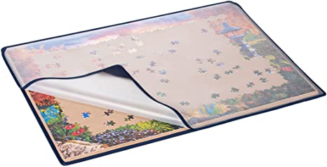 Becko US Jigsaw Puzzle Board with Dustproof Cover Portable Puzzle Mat for Puzzle Storage Puzzle Saver, Non-Slip Surface, for Up to 1000 Pieces (Khaki)