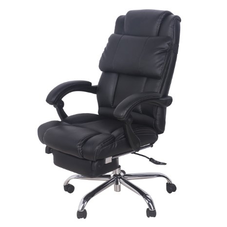 Merax New Black Mordern Ergonomic Pu Leather Office Executive Chair High Back Computer Desk Lumbor Support Chair Pu Napping Chair