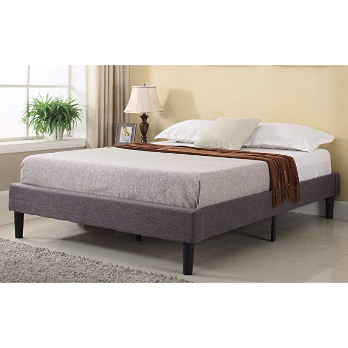 Modern Life Modern Grey Linen Fabric Platform Bed King