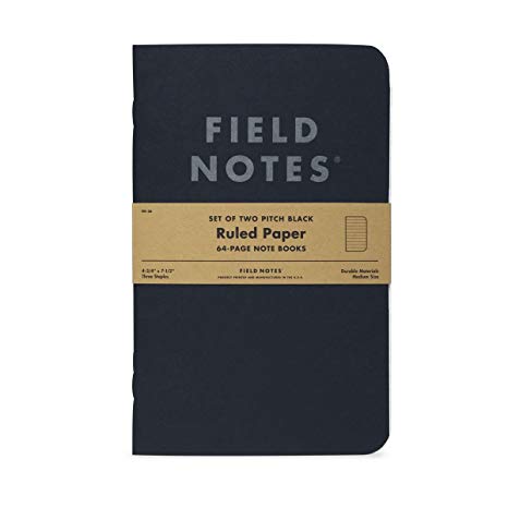 Field Notes - Pitch Black Ruled Note Book 2-Pack (4-3/4" × 7-1/2")