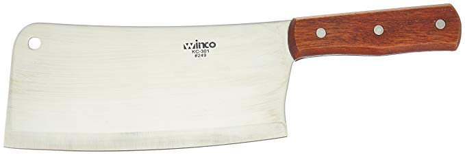 Winco Heavy Duty Cleaver with Wooden Handle - Set of 3