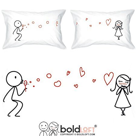 BOLDLOFT From My Heart to Yours Couples Pillowcases for Him and Her (King Size)|Cute Christmas Gifts for Girlfriend|His and Hers Gifts|2nd Anniversary Gifts for Her|Romantic Gifts for Couples