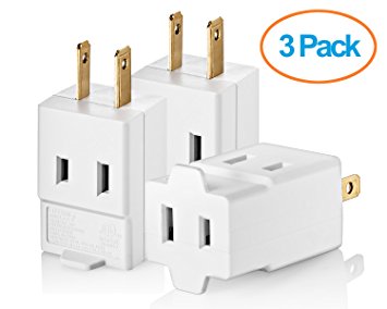 Yubi Power Three Outlet Cube Adapter Single Receptical Non Grounding Adapter- 3 Pack