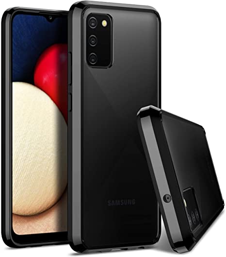 CASEVASN Bumper for Samsung Galaxy A02S Case, [Shock-Absorption] Dual Layer Air Hybrid Defender Shockproof Anti-Drop Crystal TPU Hard Back PC Protective Phone Case Cover for Samsung A02S (Black)