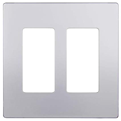 ENERLITES Elite Series Screwless Decorator Wall Plate Child Safe Cover, Standard Size 2-Gang, Unbreakable Polycarbonate Thermoplastic, SI8832-SV, Silver Color