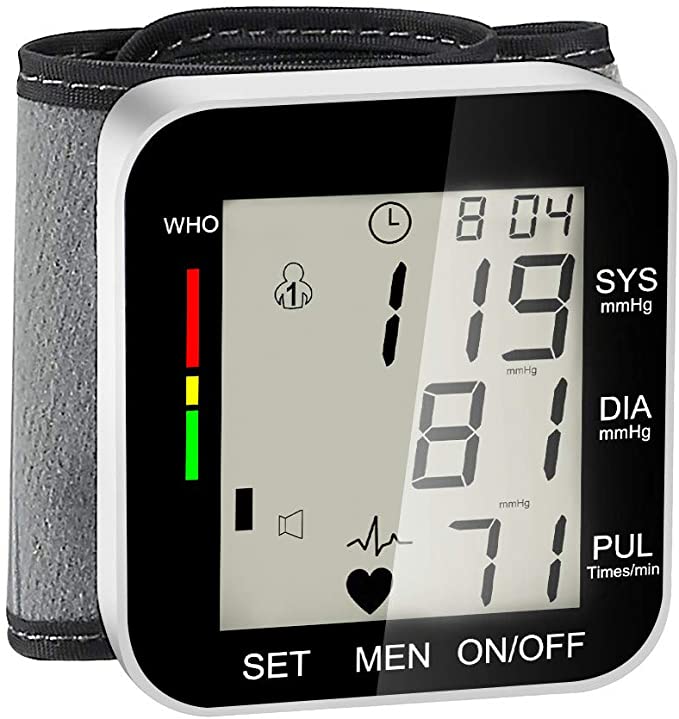 Blood Pressure Monitor, Fully Automatic Digital Wrist Blood Pressure Cuff Monitor, Irregular Heartbeat Detector & 2x99 Readings Memory Function for Home Use