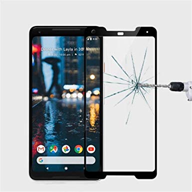 [2-Pack] SXPLI Compatible with Google Pixel 2 XL Glass Screen Protector，[Full Coverage] [Ultra-Clear] [Bubble-Free] [3D Curved] [Anti-Fingerprint]-Black