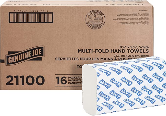 Genuine Joe GJO21100 Multifold Towels, 9.5" x 9.10", pack of 16