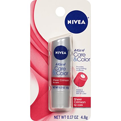 NIVEA Care & Color Sheer Crimson Lip Care 0.17 Ounce Carded Pack