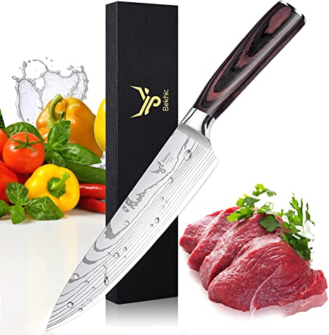 Bekhic Chef Knife - CKnife Pro Kitchen Knife 8-Inch Chef's Knife made of German High Carbon Stainless Steel ，Ergonomic Handle, Ultra Sharp