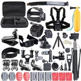 CCbetter 50-in-1 Sports Action Camera Accessories Kit for Gopro HERO 1 2 3 3 4 SJ4000 SJ5000 SJ6000 Xiaomi Yi CCbetter Waterproof Video Camera with Carrying Case Black