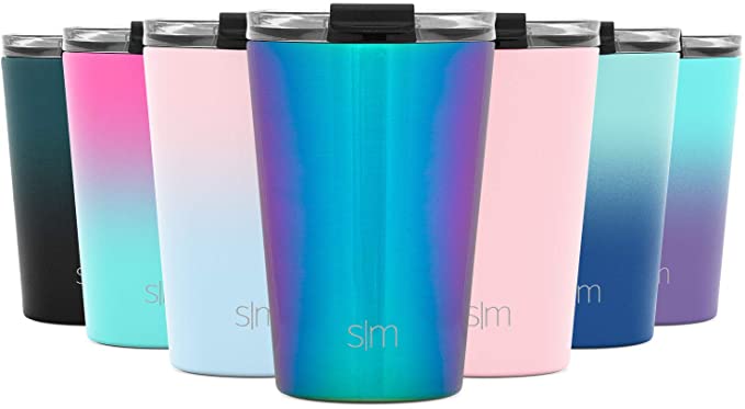 Simple Modern 12oz Classic Tumbler Travel Mug with Clear Flip Lid & Straw - Coffee Vacuum Insulated Gift for Men and Women Beer Pint Cup - 18/8 Stainless Steel Water Bottle -Prism