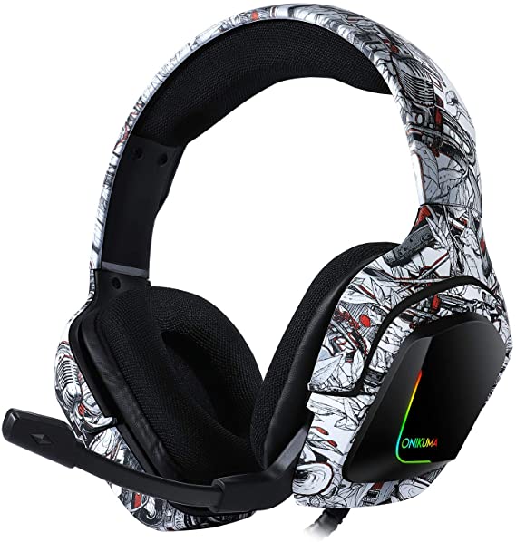 Headset PriceLimit K 20 Flower/Boombox Waterprint Gaming Headset with Surround Sound PS4 Headphones with Mic Works with Xbox One PC,RGB Lightweight Soft Earmuffs & Volume Control