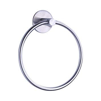 KES Bath 3M Hand Towel Holder Ring Hanger Self-Adhesive   Nail Drill Free Glue Damage Free SUS304 Stainless Steel Brushed Finish, A2180DM-2