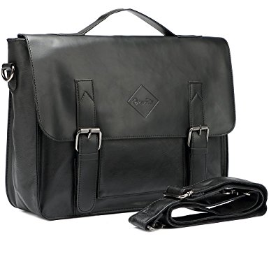 Men Vintage PU Leather Briefcase Laptop Shoulder Messenger Bag Zebella