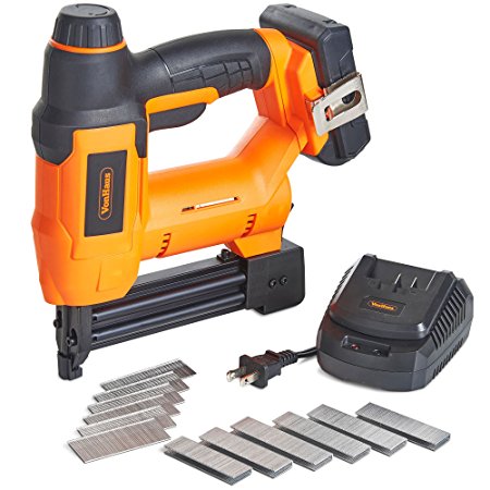 VonHaus 18V Lithium-Ion Cordless 18 Gauge Brad Nailer and Stapler Kit - Includes 2.0Ah li-ion Battery, Charger, Belt Hook, 500 Staples and 500 Brad Nails 15/396US