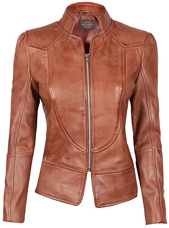 Brown Leather Jacket Women - Genuine Lambskin Black Womens Leather Jacket