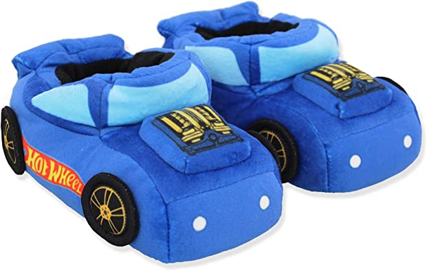 Hot Wheels Racecar Shaped 3D Novelty Toddler and Boys Plush Slippers