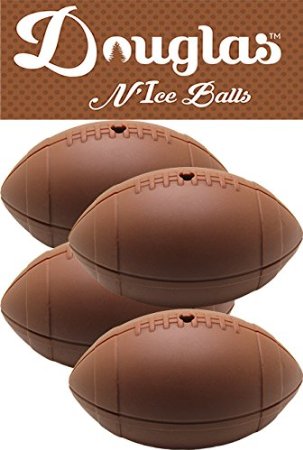 Douglas N'Ice Balls - Set of 4 Durable Football Shaped Silicone Ice Molds or Jello Molds